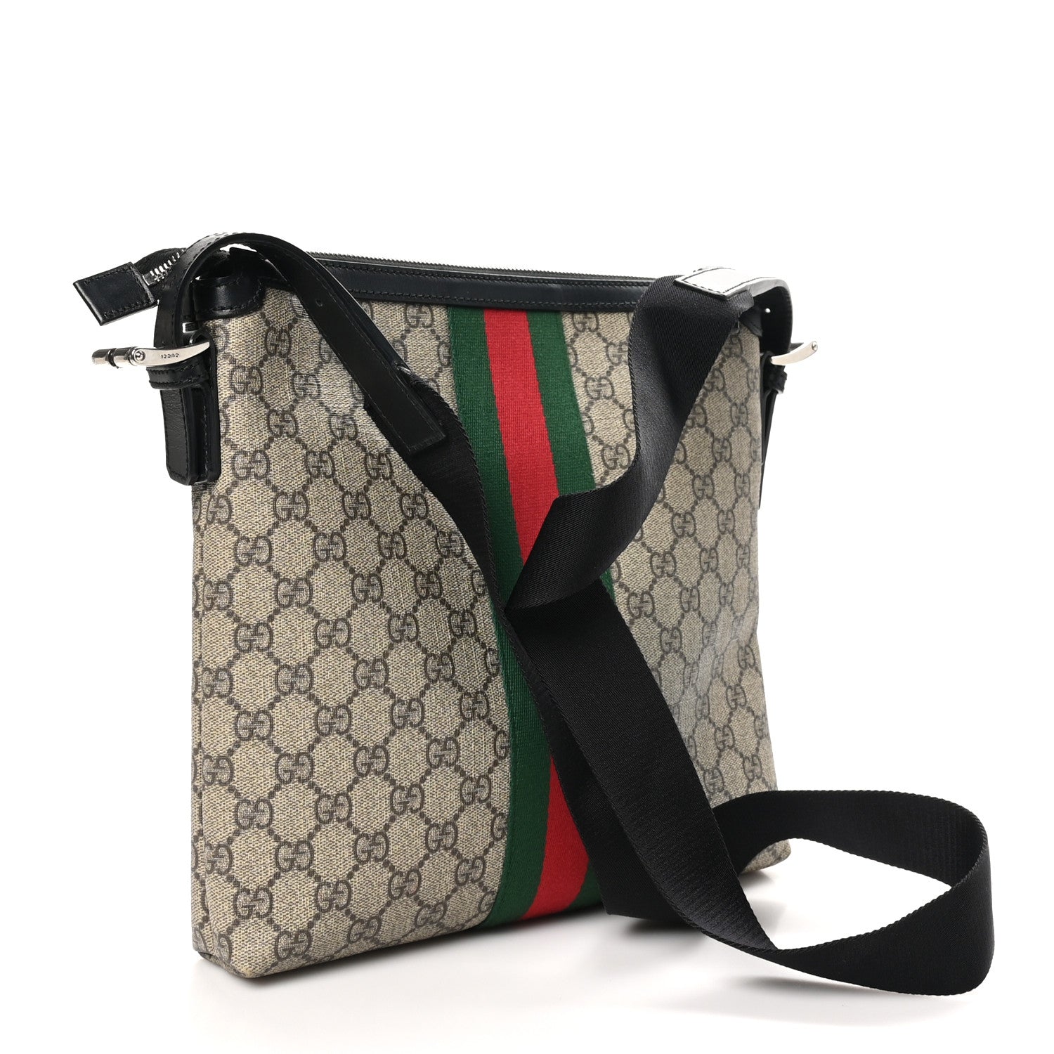Gucci GG Supreme Monogram Web Messenger Bag Black 3 of 10