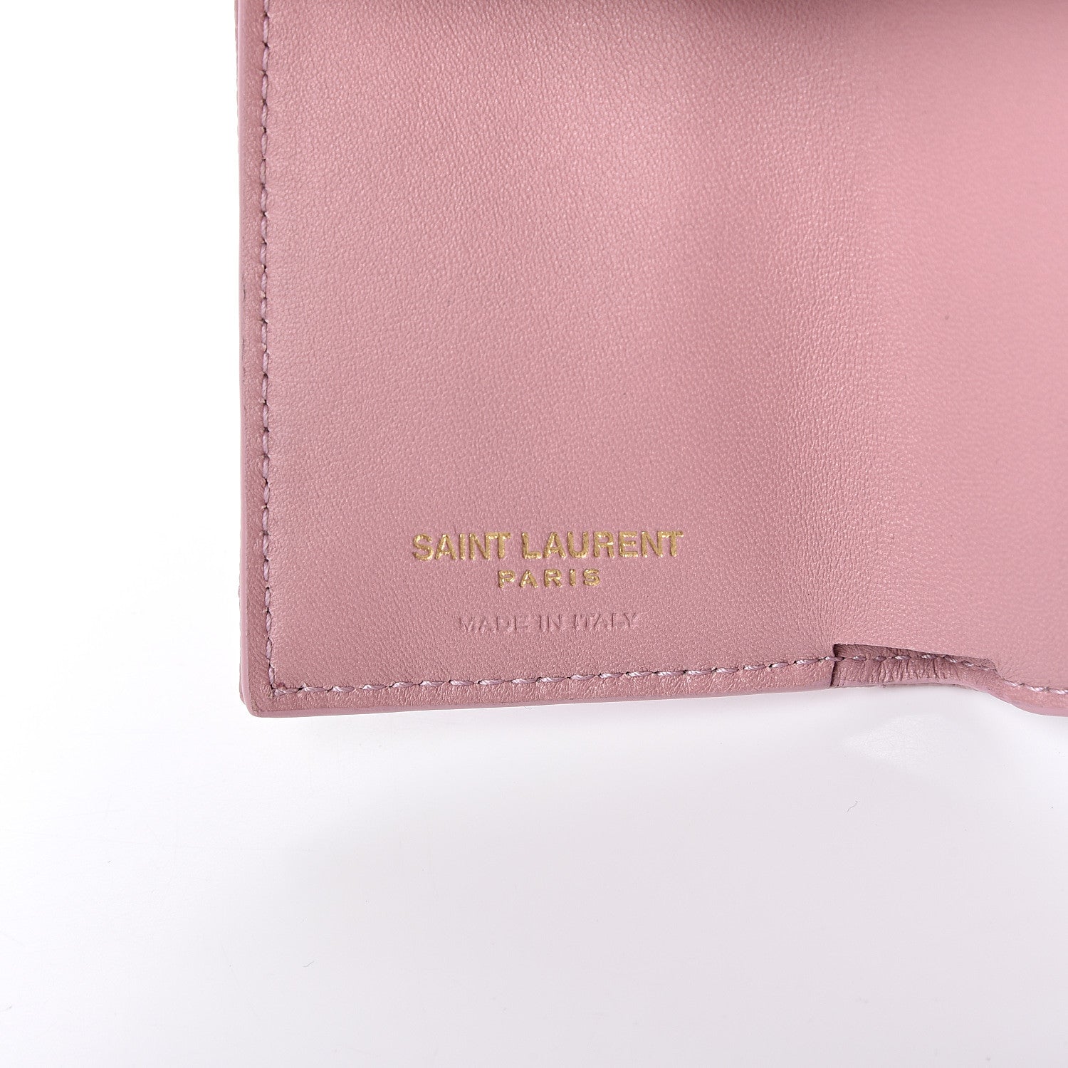 Saint Laurent Grain De Poudre Matelasse Chevron Monogram Tiny Wallet Tender Pink 5 of 10