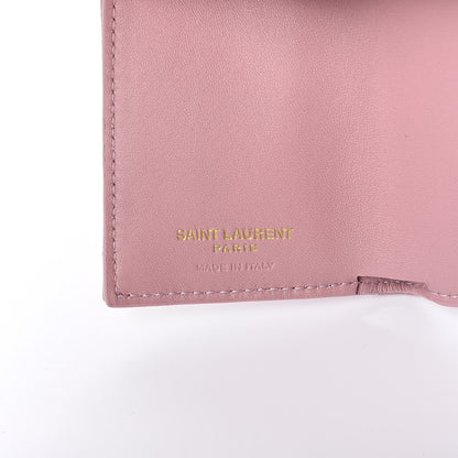 Saint Laurent Grain De Poudre Matelasse Chevron Monogram Tiny Wallet Tender Pink 5 of 10