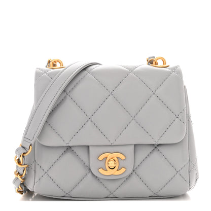 Chanel Lambskin Quilted Mini Flap Light Grey 1 of 10