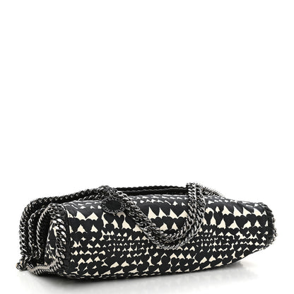Stella McCartney Cotton Canvas Hearts Falabella Fold Over Tote Black White 4 of 9
