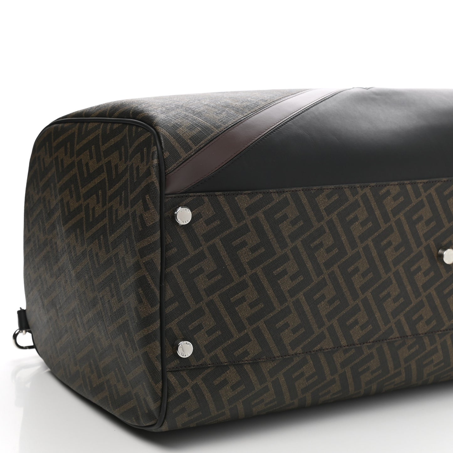 Glazed Fabric Vitello Liberty FF 1974 Diagonal Duffle Bag Tobacco Moresco Black