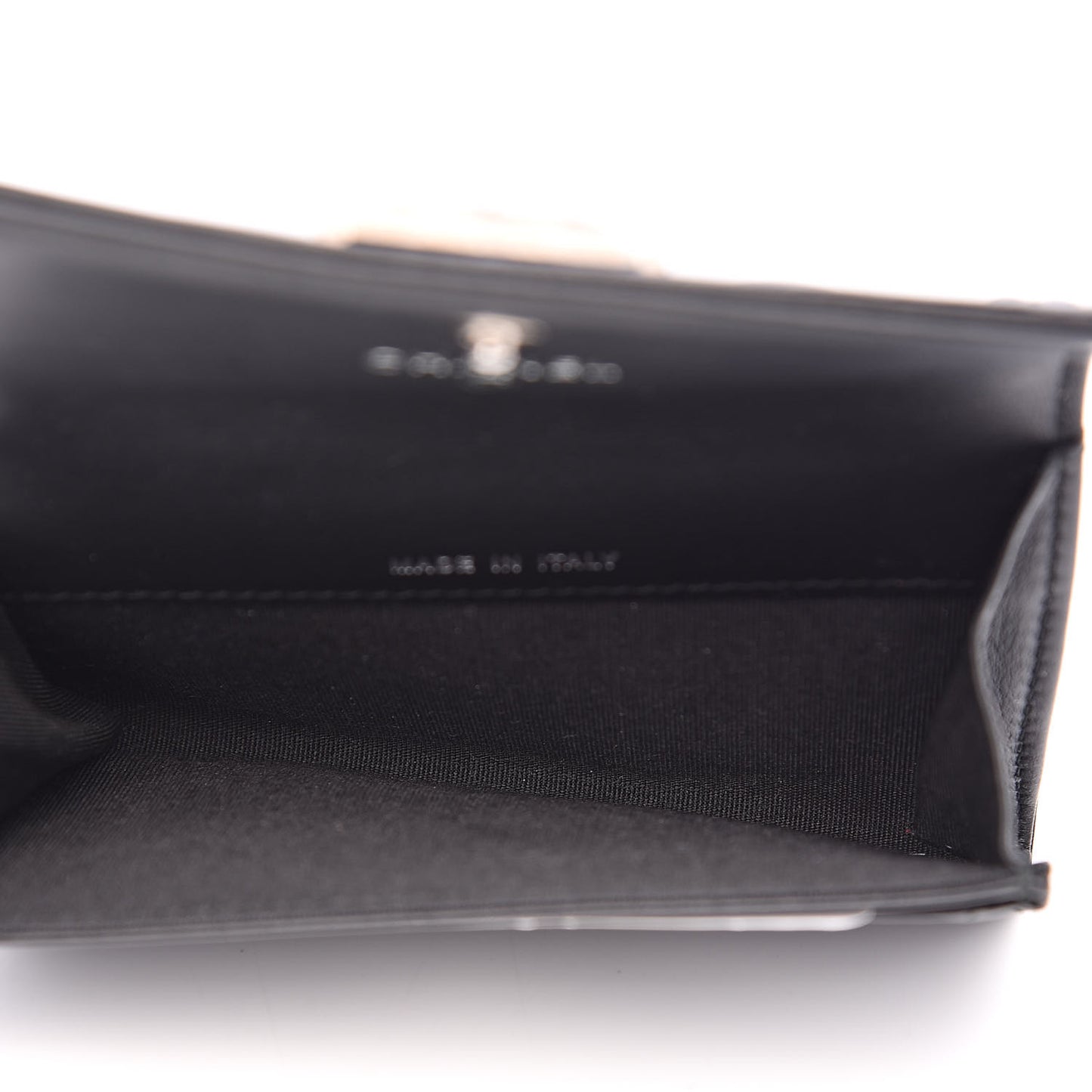 Calfskin Quilted Boy Flap Card Holder Black