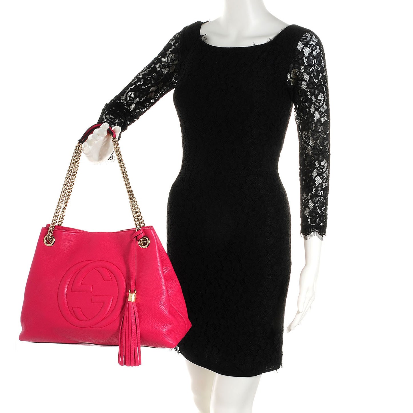 Cellarius Calfskin Medium Soho Chain Shoulder Bag Bright Bouganville