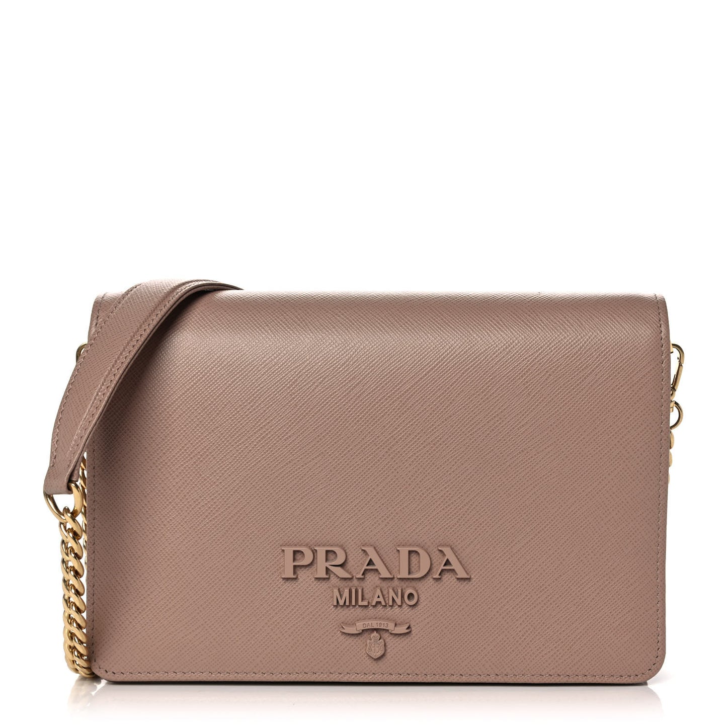 Saffiano Lux Monocrome Chain Wallet Cipria