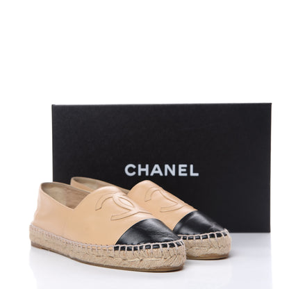 Chanel Lambskin CC Espadrilles 37 Beige Black 14 of 14