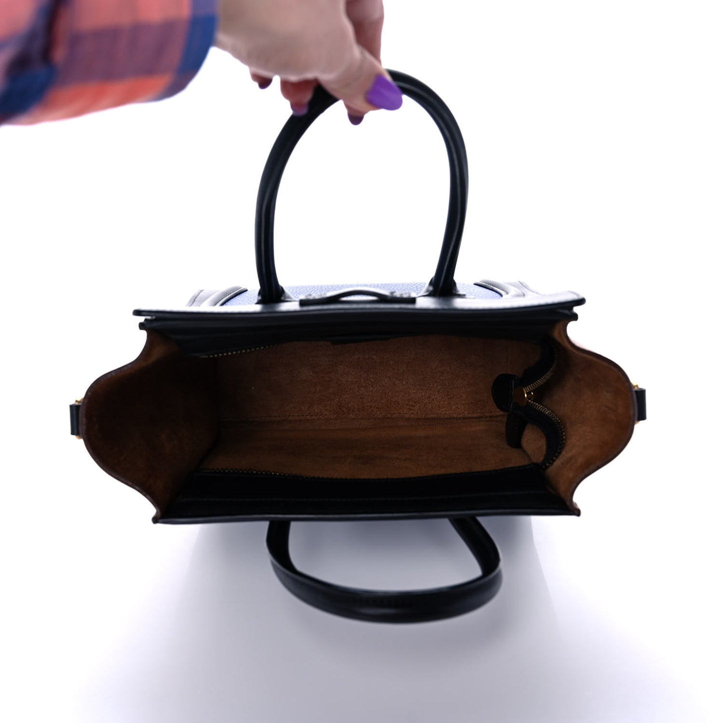 Smooth Drummed Calfskin Nano Tri-Color Luggage Indigo