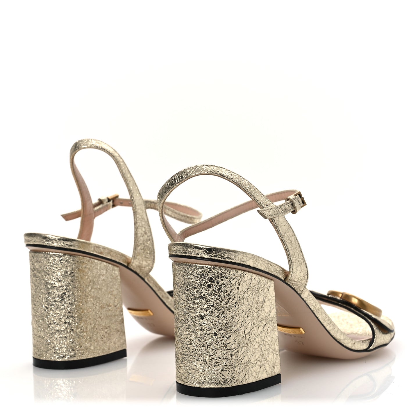 Galassia GG Marmont Ankle Wrap 75mm Sandals 37 Platino