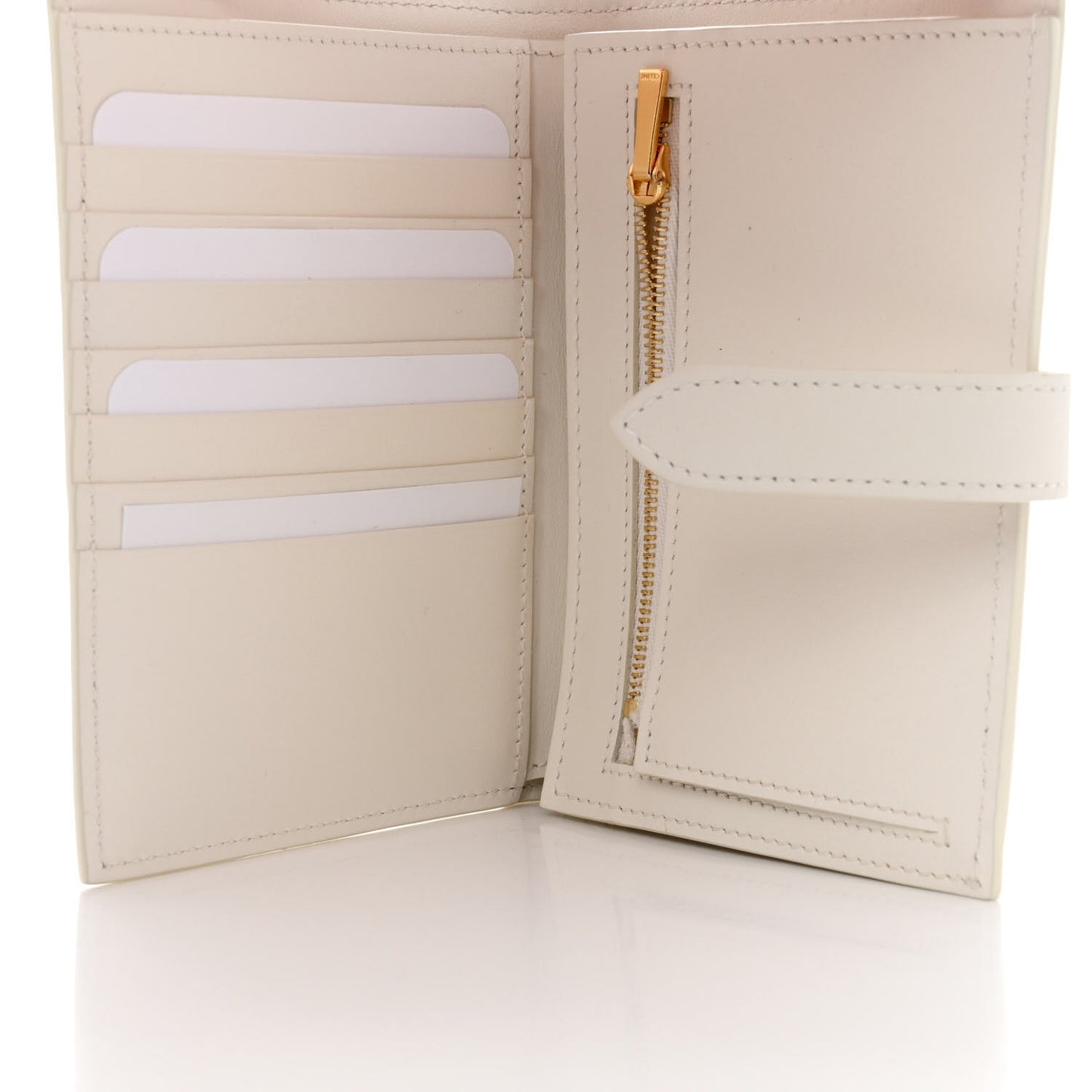 Grained Calfskin Medium Multifunction Strap Wallet White