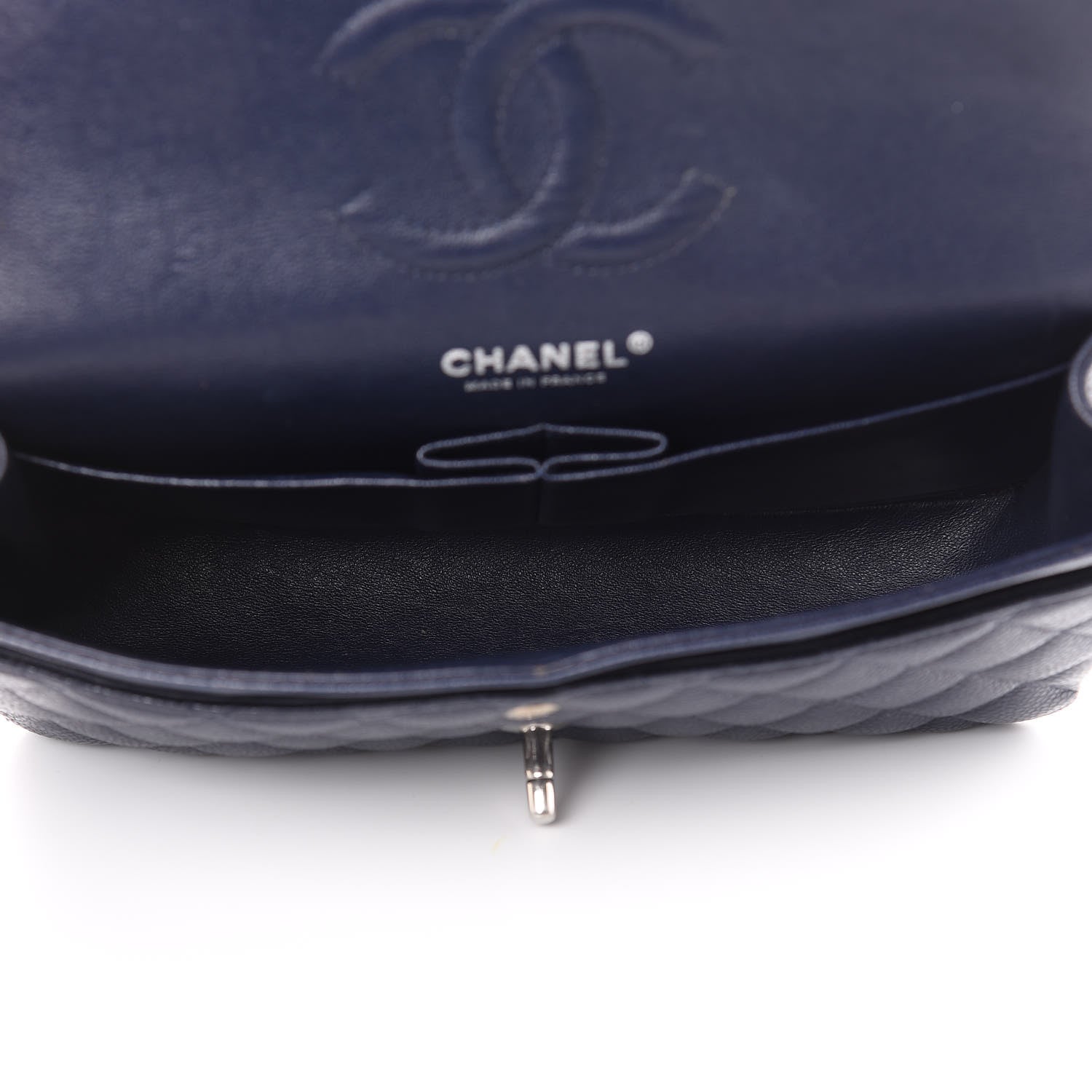 Chanel Caviar Quilted Medium Double Flap Dark Blue 5 of 18