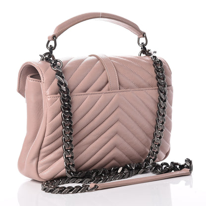 Saint Laurent Sheepskin Matelasse Chevron Monogram Medium College Bag Fard 3 of 13
