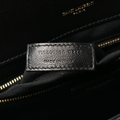 Saint Laurent Grain De Poudre Textured Mixed Matelasse Large Triquilt Monogram Satchel Black 7 of 10