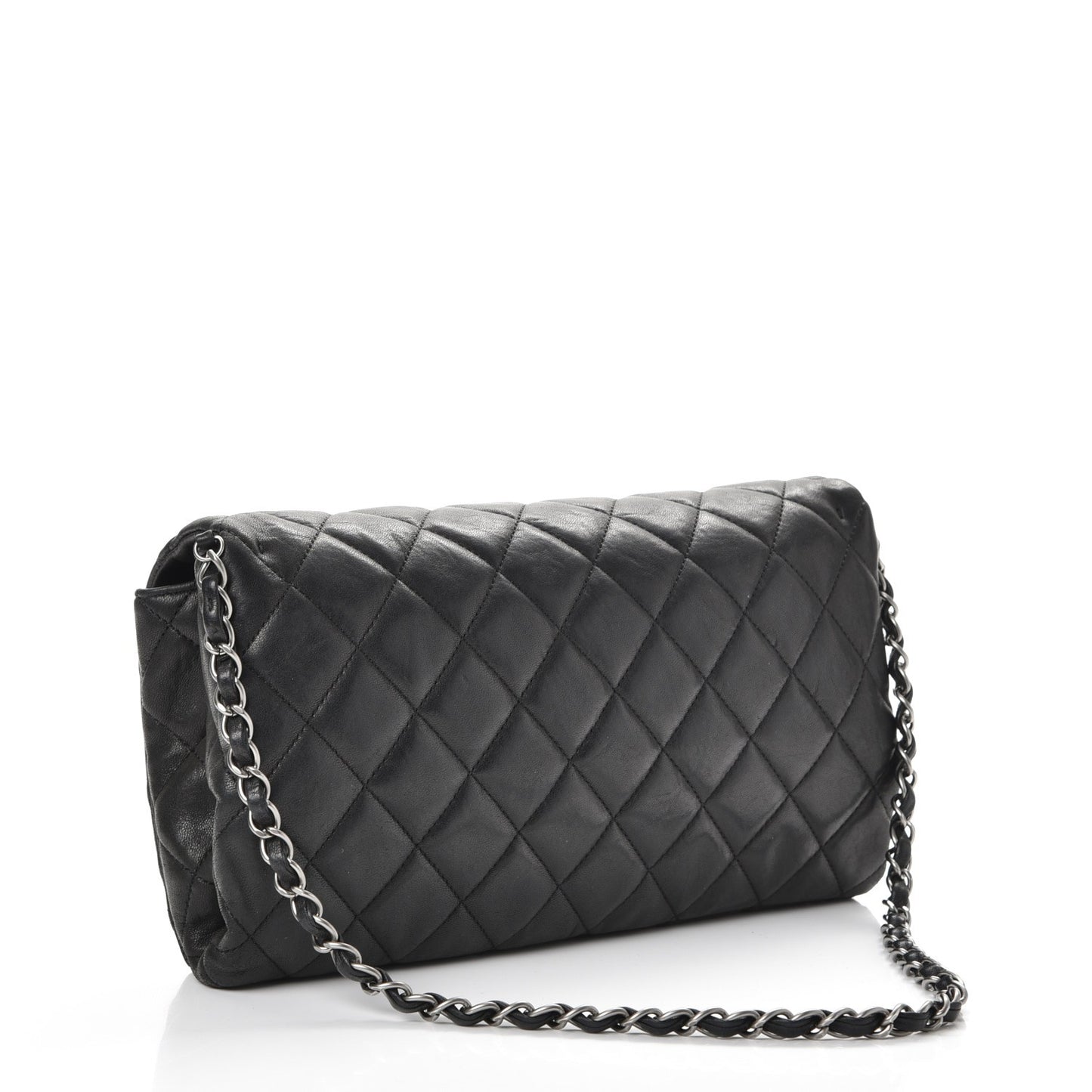 Lambskin Quilted Medium Leo Lion Flap Clutch Black
