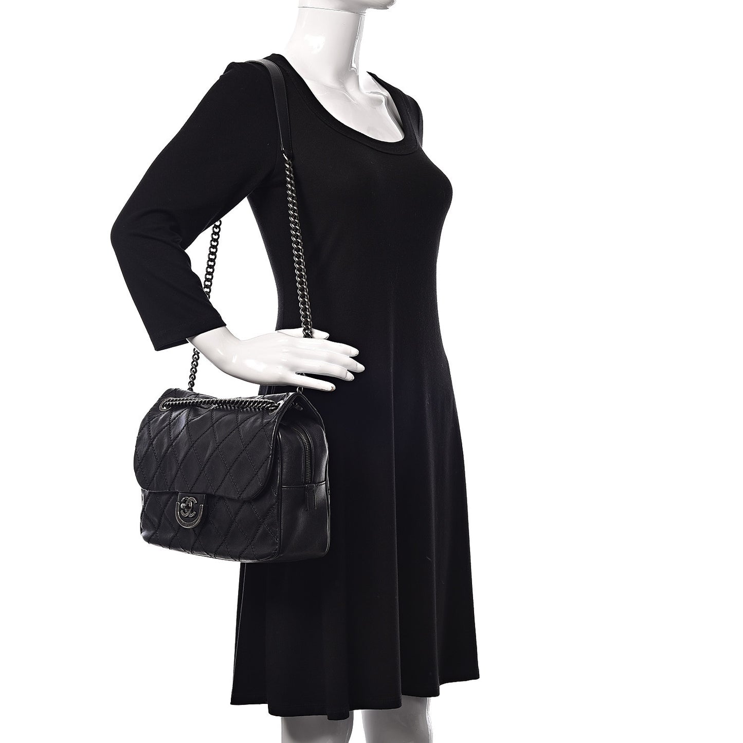 Calfskin Quilted Medium Coco Sporran Flap Black