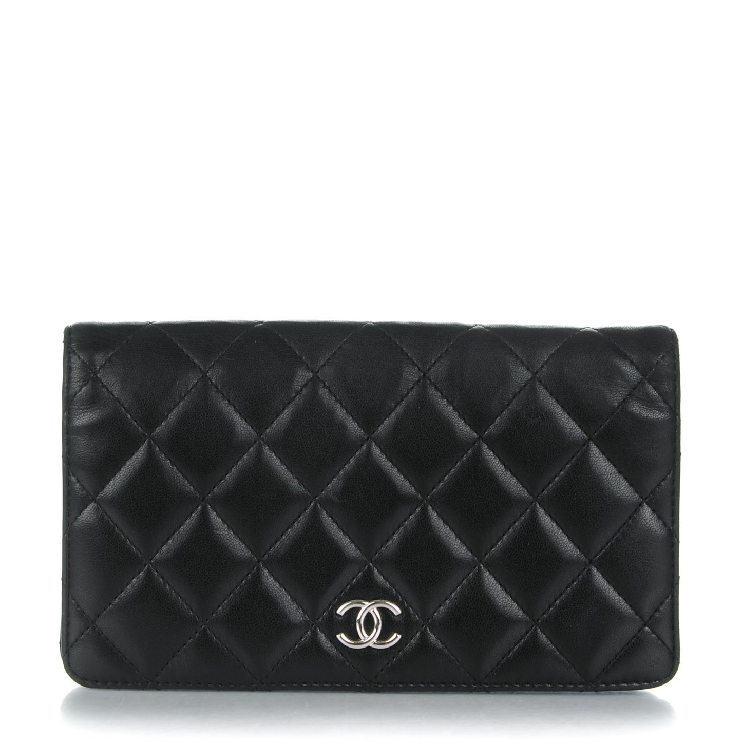 Lambskin Quilted Yen Wallet Black