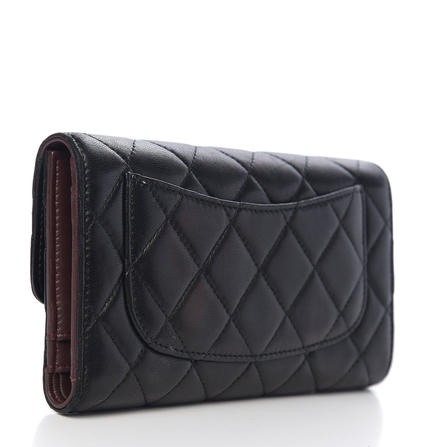 Lambskin Quilted Large Flap Wallet Black