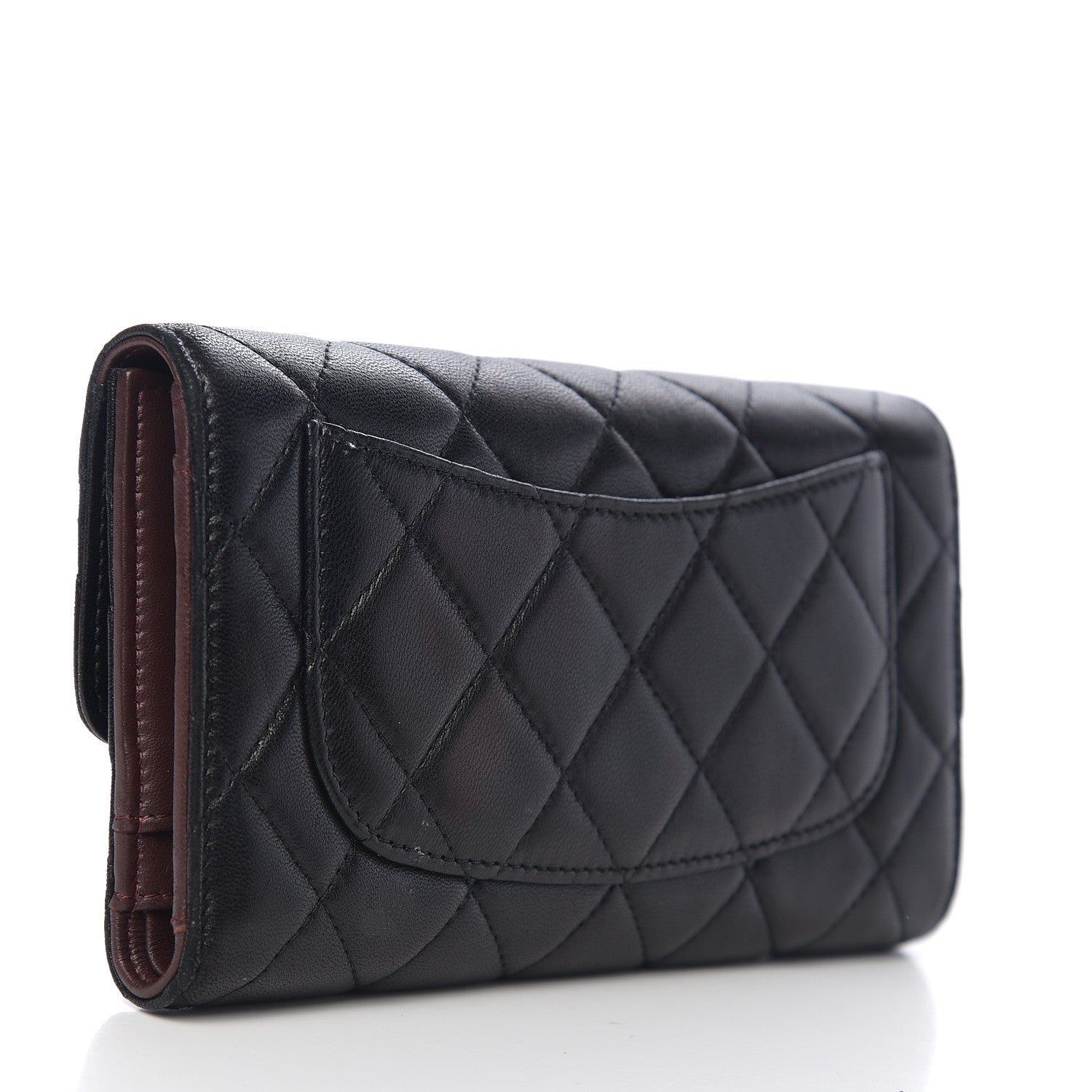 Chanel Lambskin Quilted Large Flap Wallet Black 2 of 8