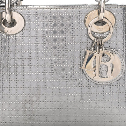 Christian Dior Metallic Patent Micro-Cannage Mini Lady Dior Silver 8 of 12
