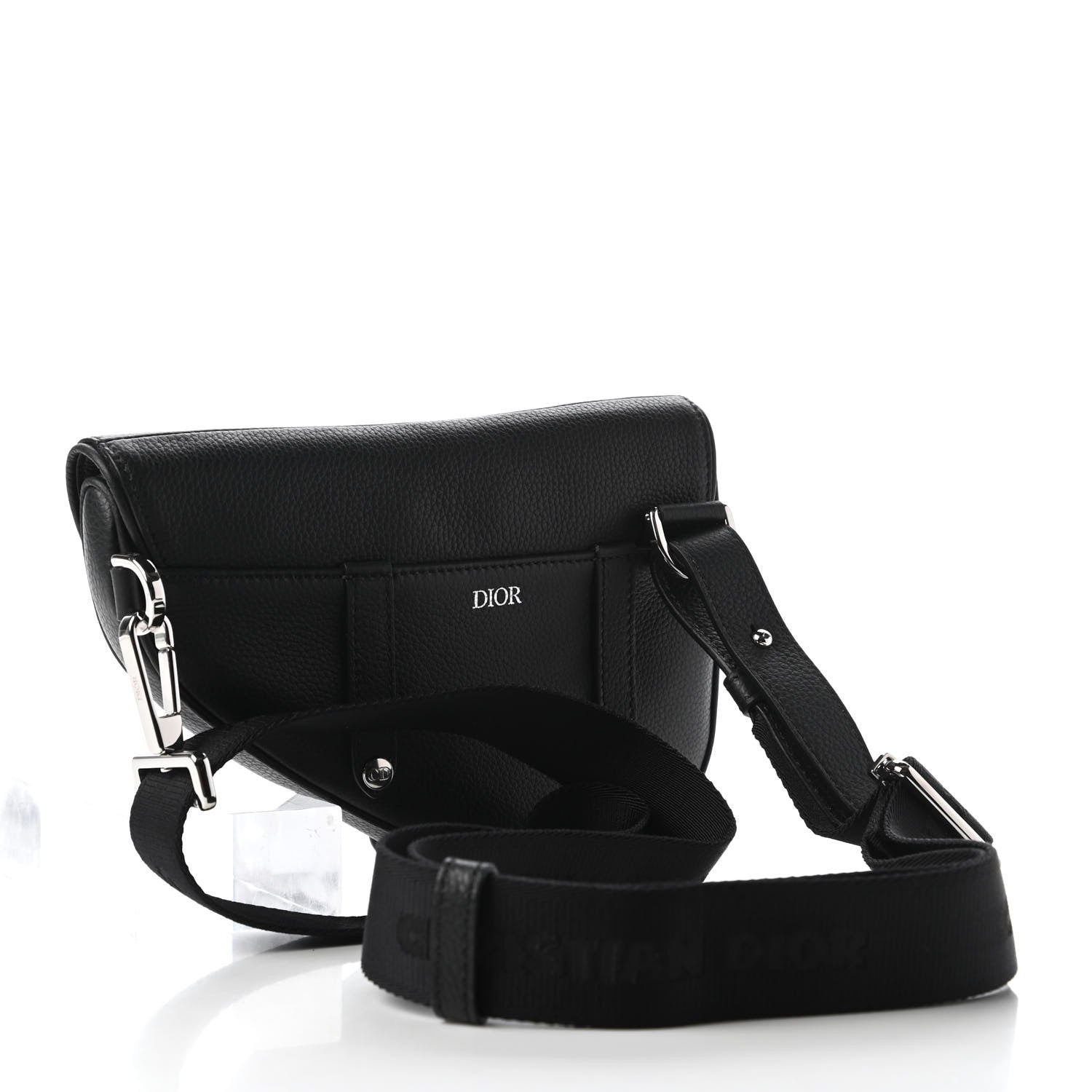 Christian Dior Grained Calfskin Mens Mini Saddle Bag Black 3 of 10