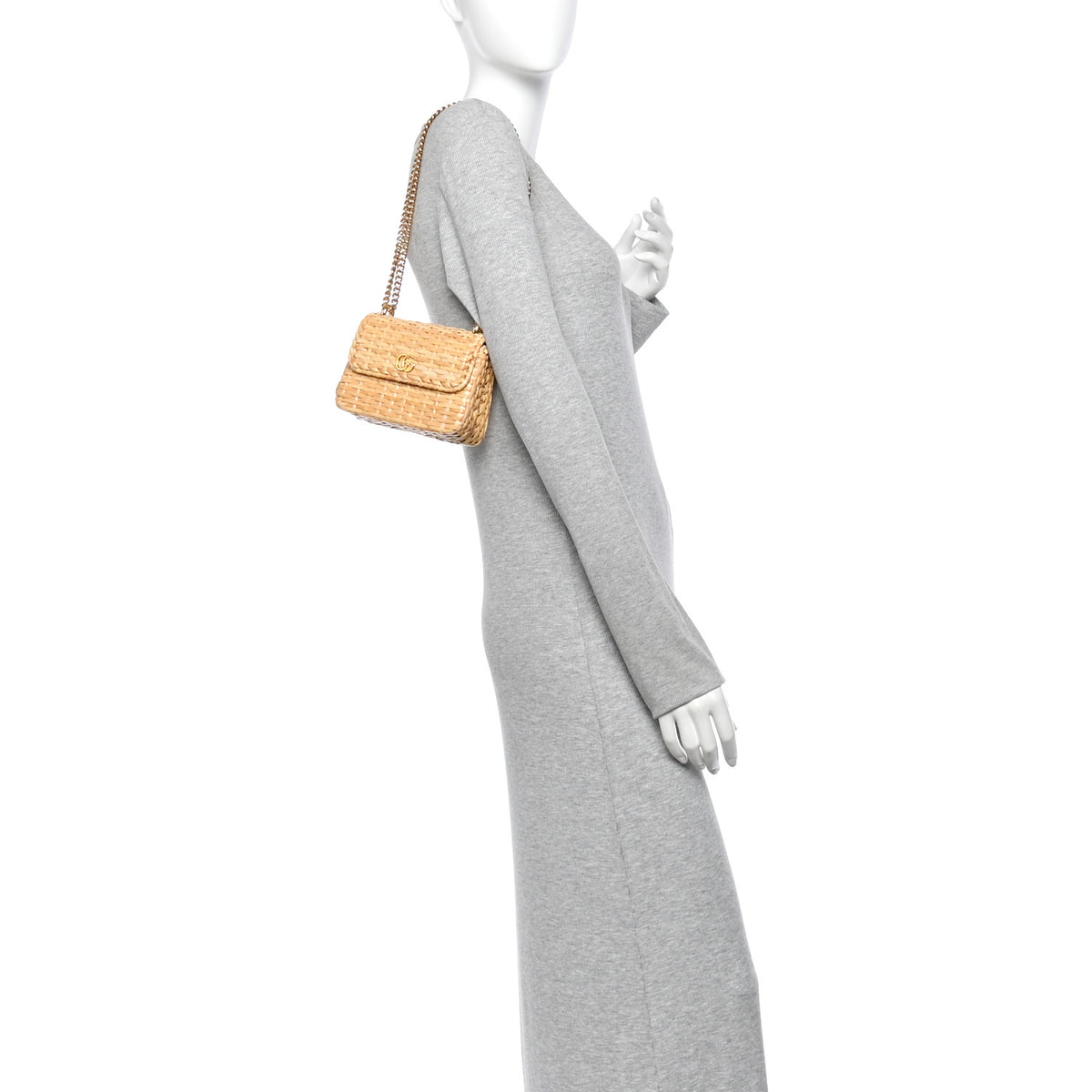 Glazed Wicker Mini Cestino Shoulder Bag Natural