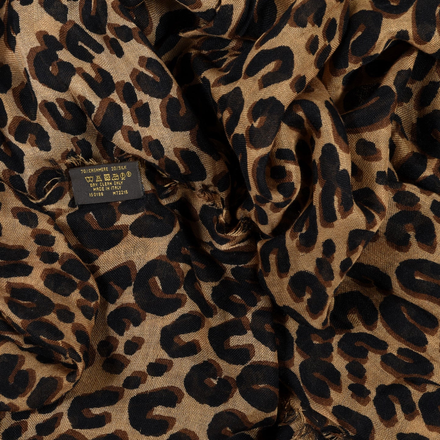 Cashmere Silk Leopard Etole Stole Marron