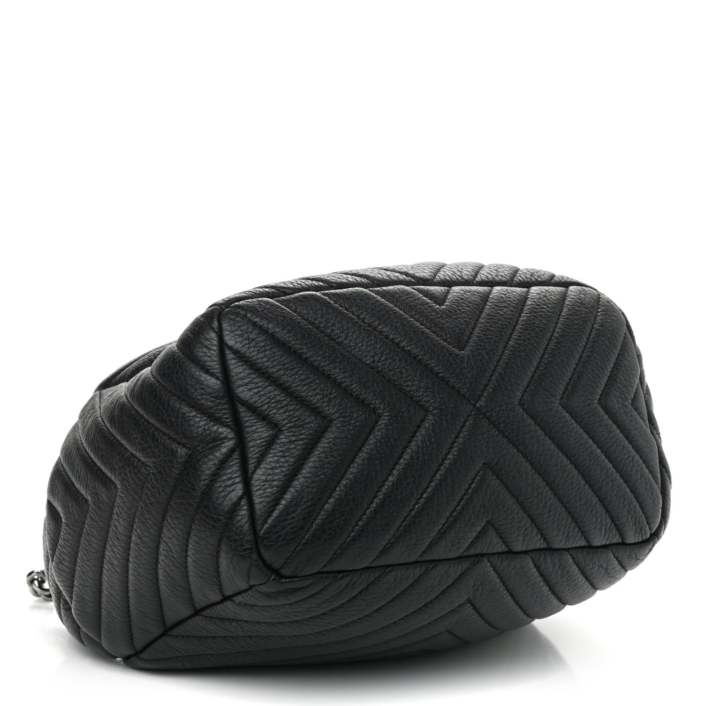 Deerskin Chevron Small CC Chain Bucket Drawstring Bag Black
