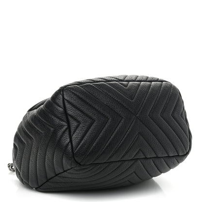 Chanel Deerskin Chevron Small CC Chain Bucket Drawstring Bag Black 4 of 11