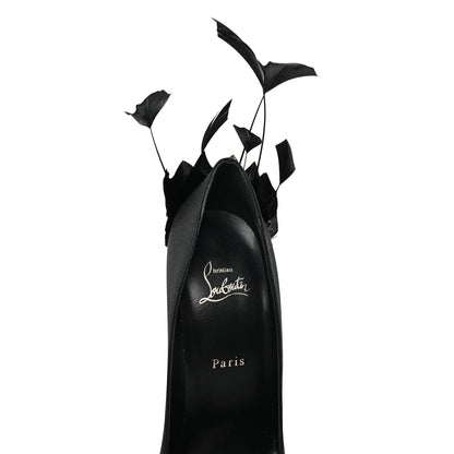 Christian Louboutin Crepe Satin Kate Plume 100 Pumps 41 Black 8 of 9