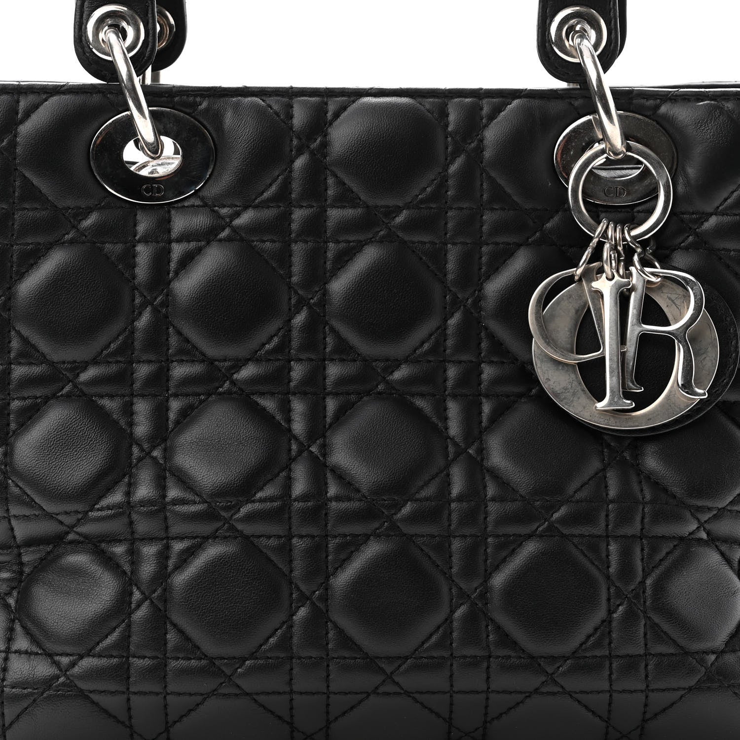 Christian Dior Lambskin Cannage Medium Lady Dior Black 8 of 10