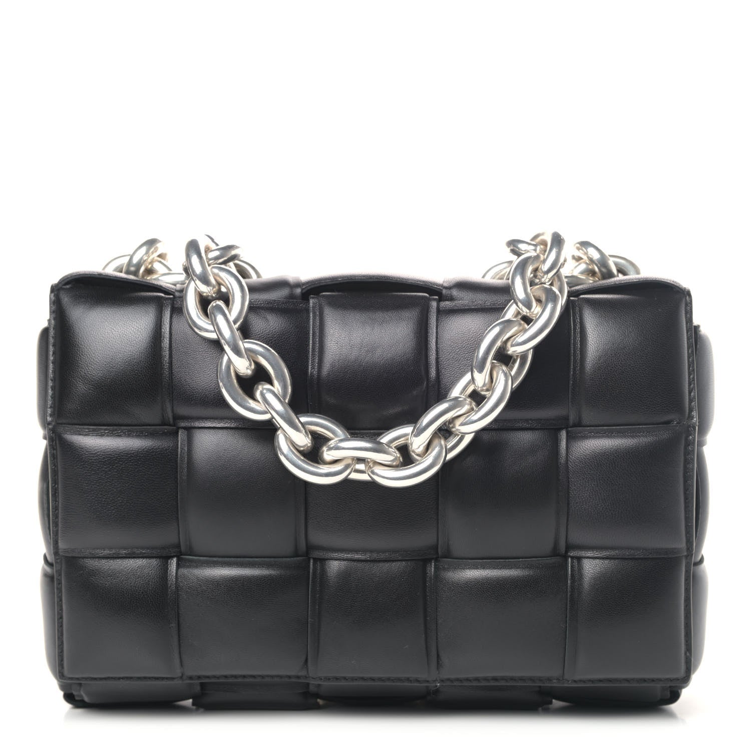 Bottega Veneta Lambskin Maxi Intreccio Padded Chain Cassette Crossbody Bag Black 1 of 4
