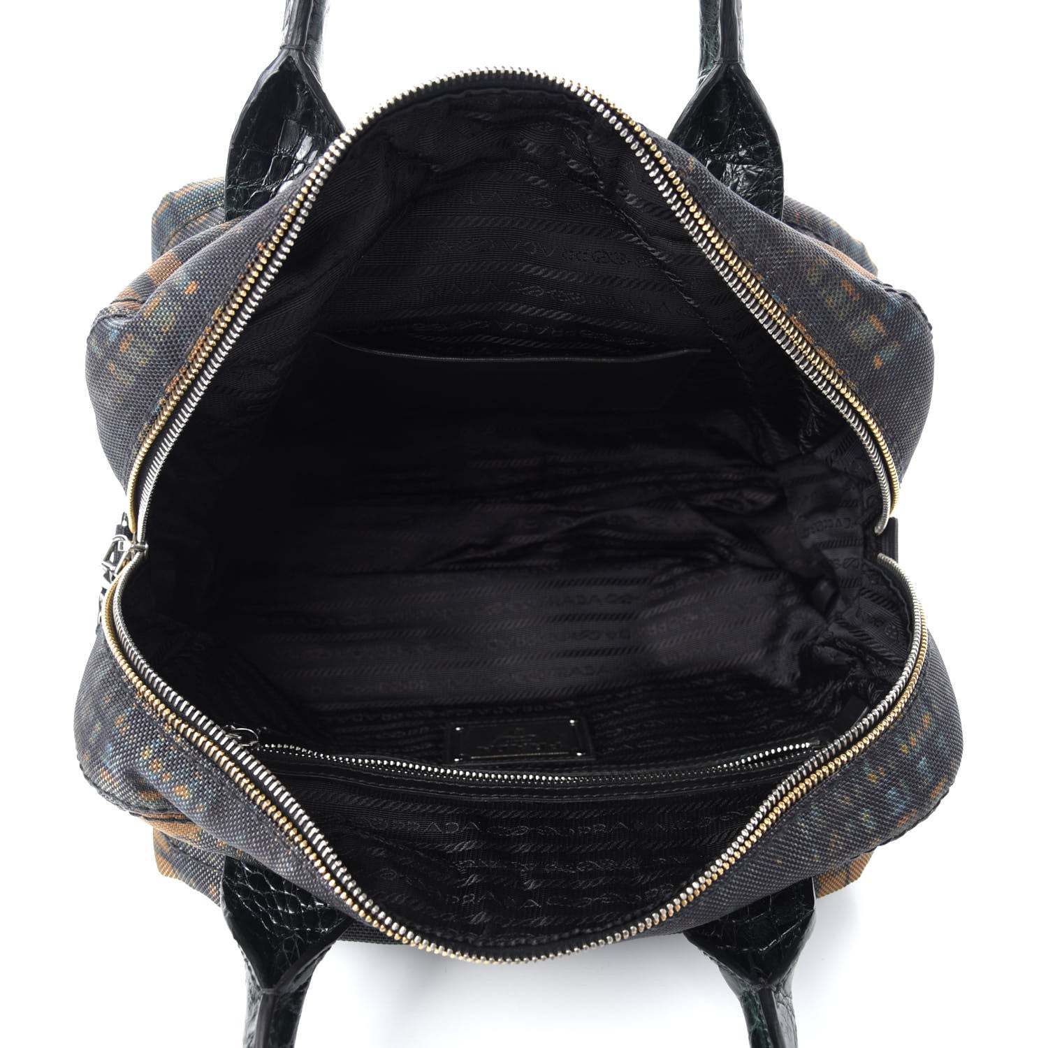 Prada Cordura Crocco Satchel Oro 5 of 9