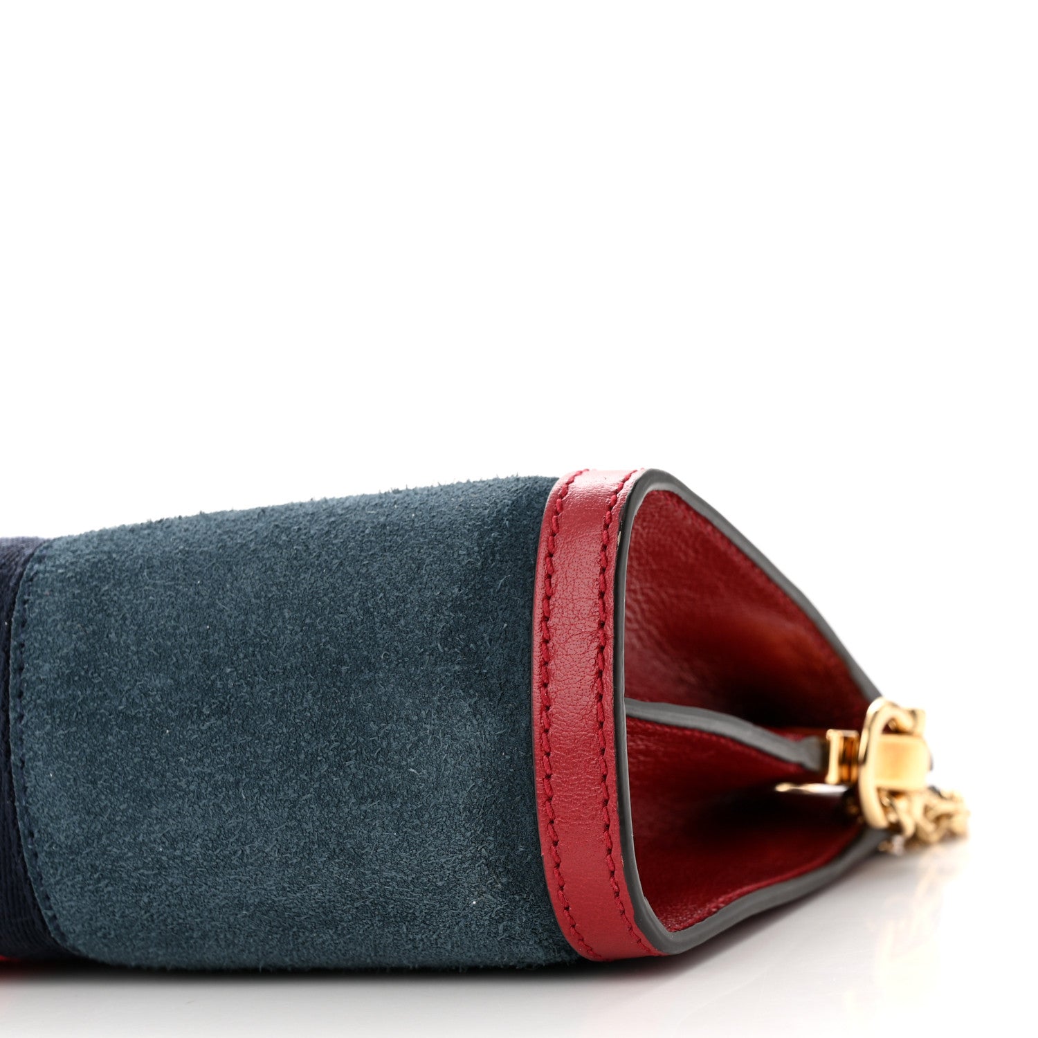 Gucci Suede Calfskin Web Small Ophidia Chain Shoulder Bag New Blue Romantic Cherry 10 of 10