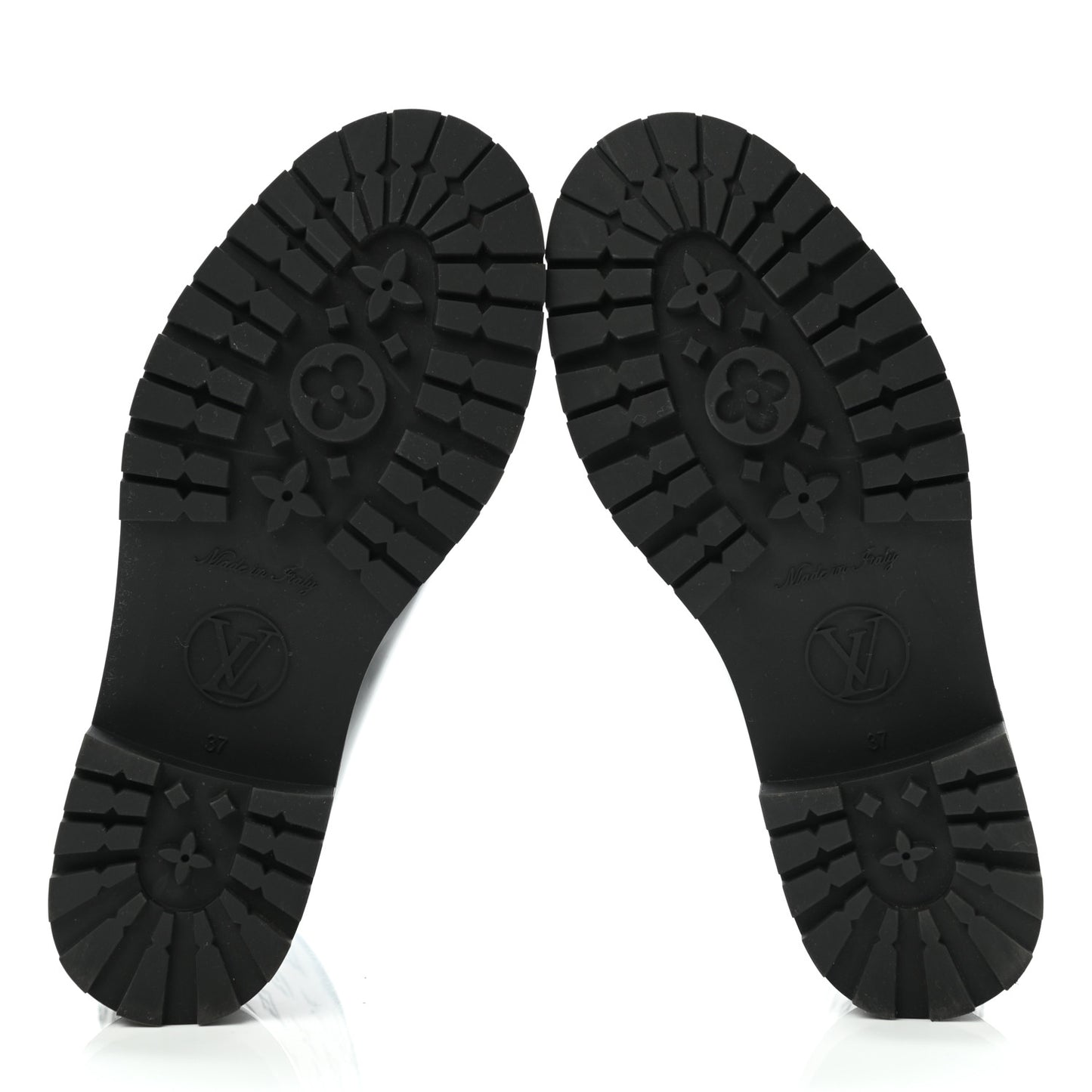 Rubber Embossed Monogram Drops Flat Half Boots 37 Black