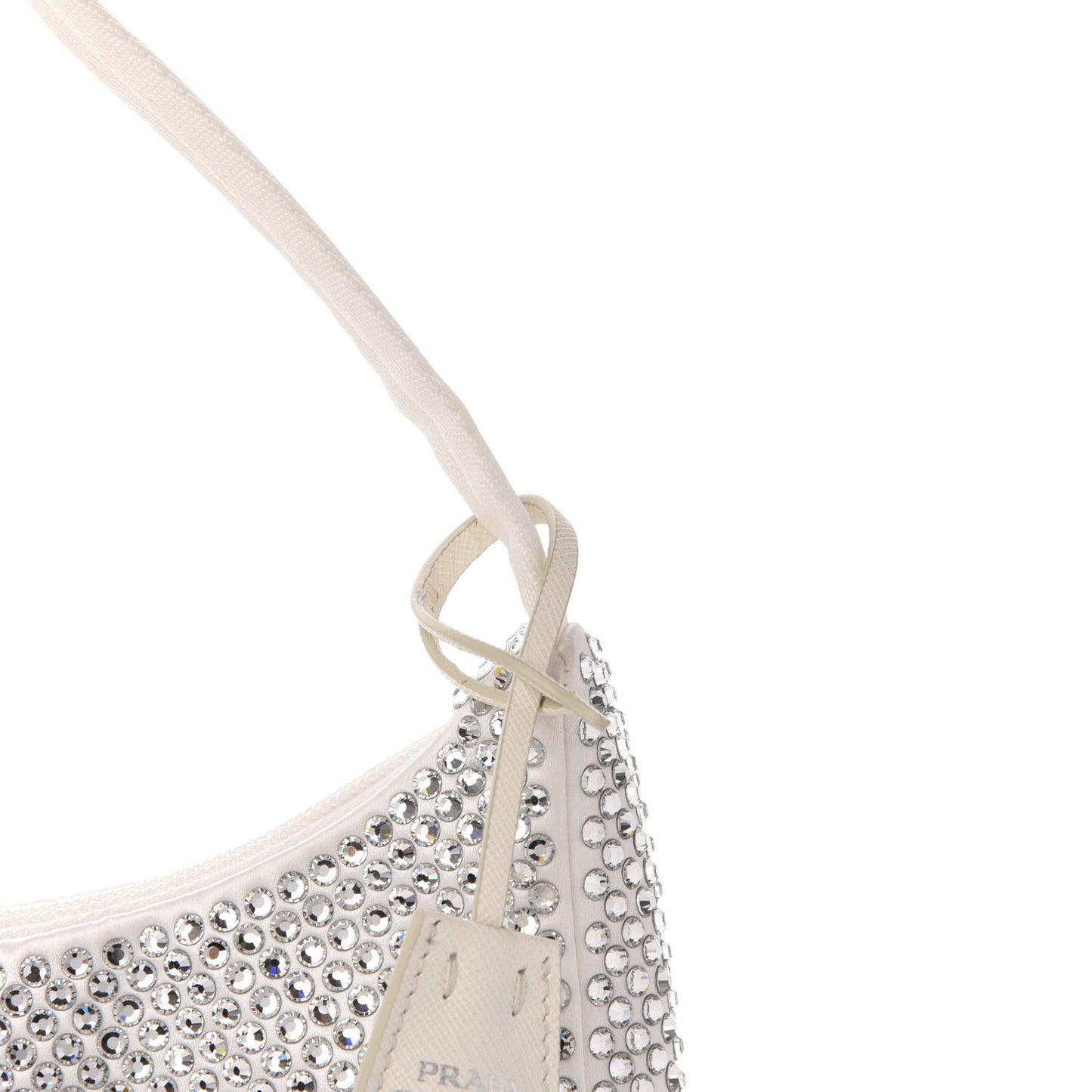 Satin Crystal Mini Re-Edition 2000 Bag White