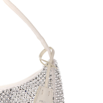 Prada Satin Crystal Mini Re-Edition 2000 Bag White 10 of 13