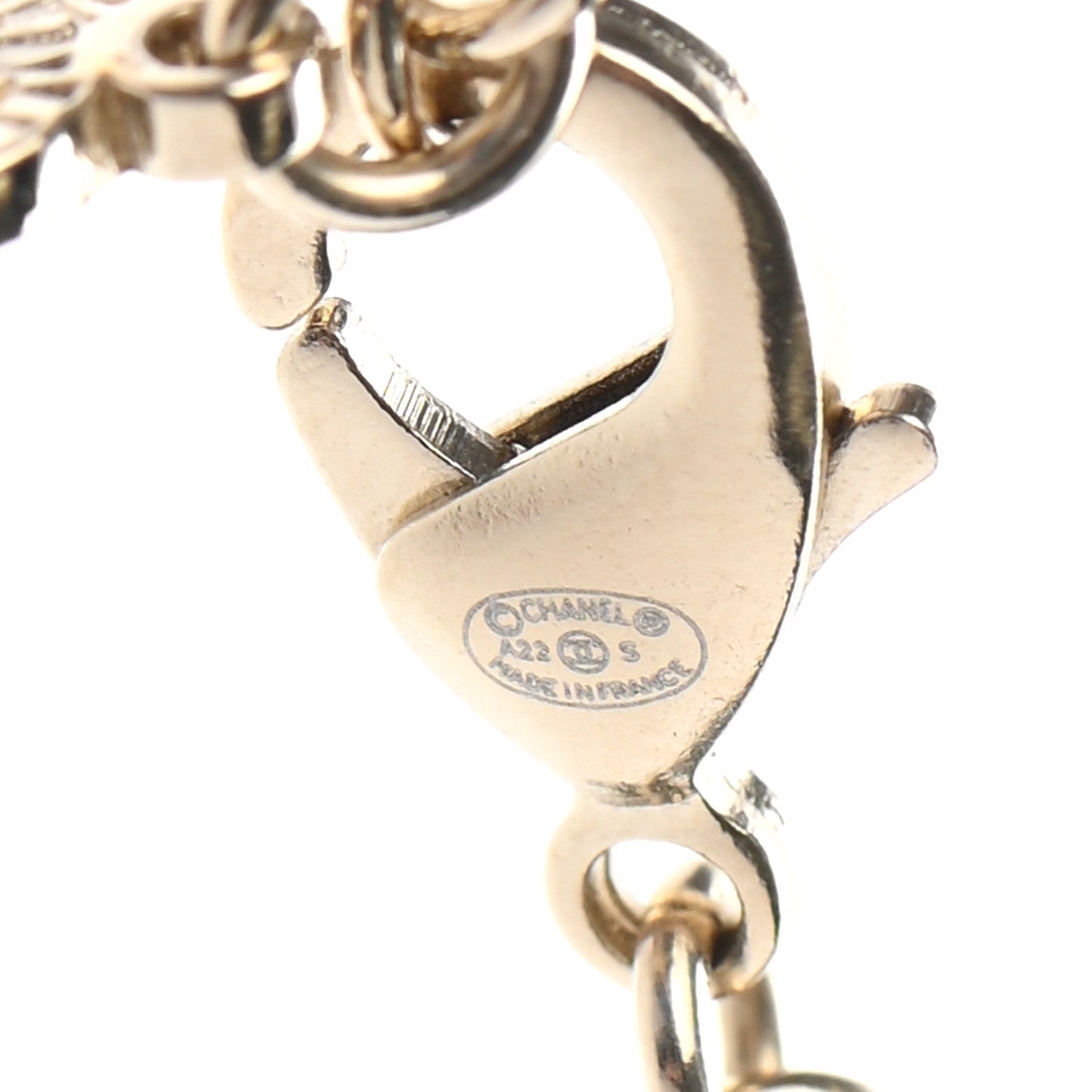 Chanel Calfskin Pearl Metal CC Bow Necklace Gold White Black 5 of 7