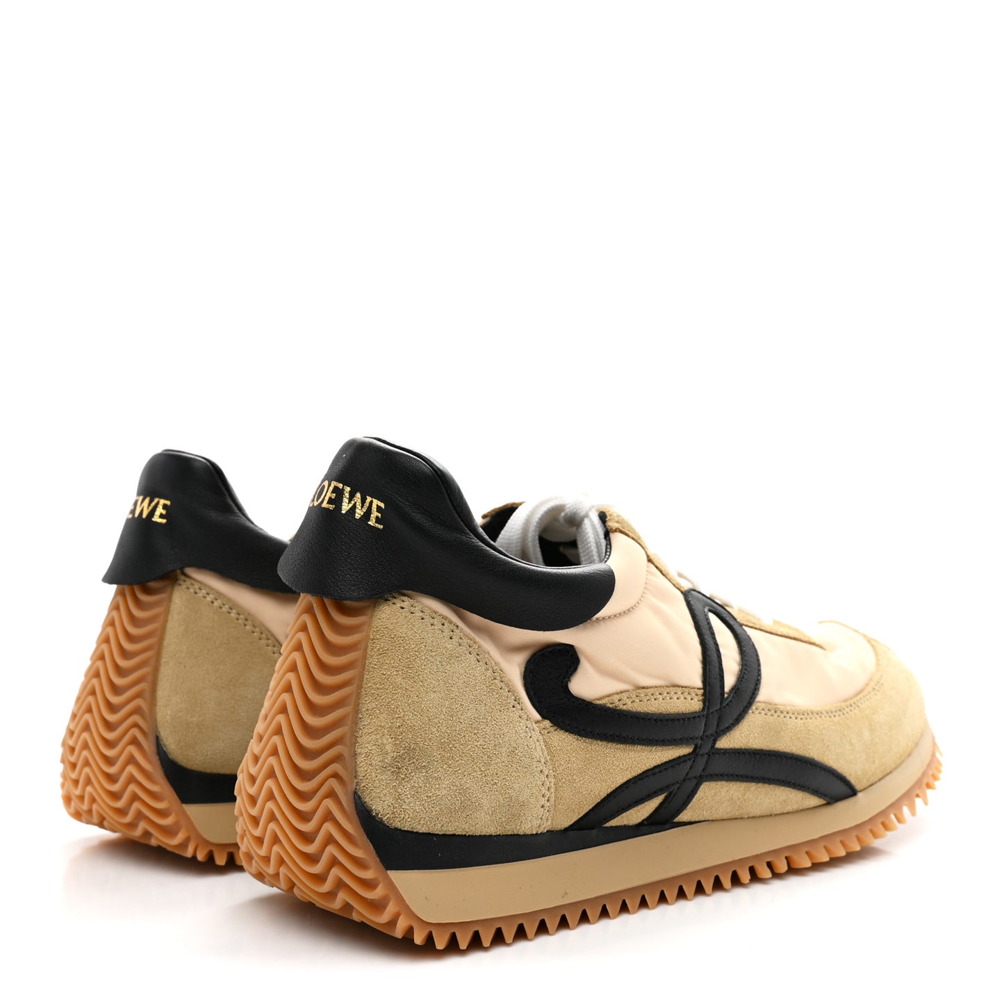 Nylon Suede Flow Runner Sneakers 38 Gold Black