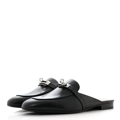 Hermes Goatskin Oz Mules 39.5 Black 3 of 9