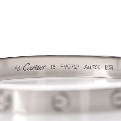 Cartier 18K White Gold LOVE Bracelet 16 3 of 7