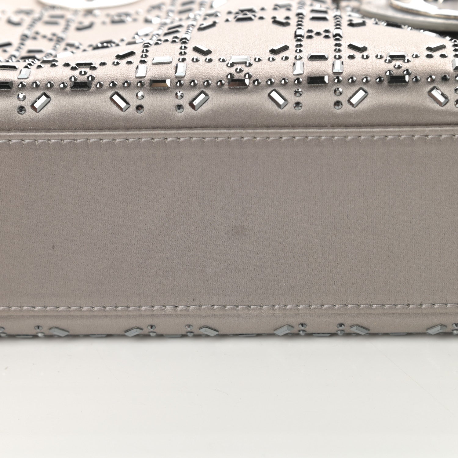 Christian Dior Satin Crystal Cannage Mini Lady Dior Gray 11 of 13