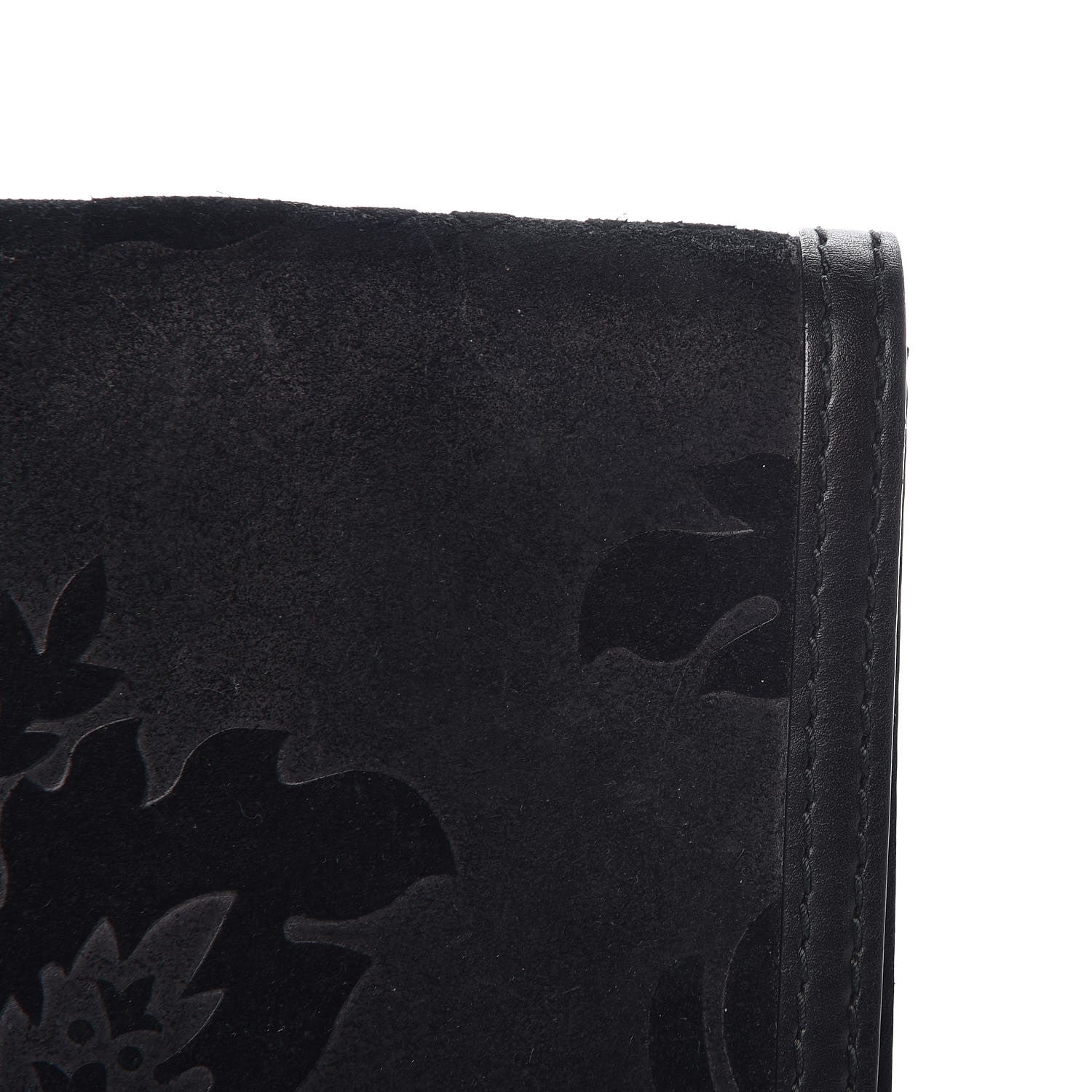 Gucci Suede Calfskin Brocade Soft Stirrup Clutch Black 9 of 11