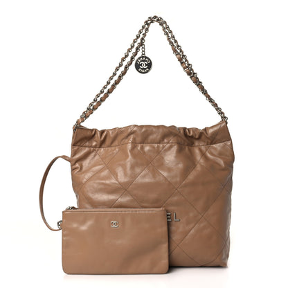 Chanel Shiny Calfskin Quilted Small Chanel 22 Beige 1 of 10