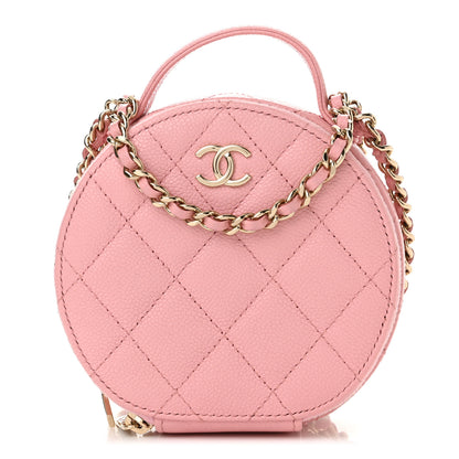 Chanel Caviar Quilted Round Handle With Care Vanity With Chain Pink 1 of 11