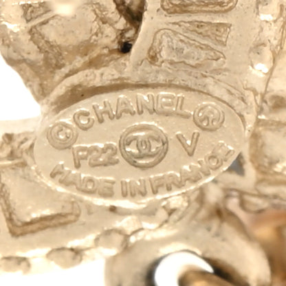 Chanel Crystal Pearl CC Drop Earrings Gold 4 of 5
