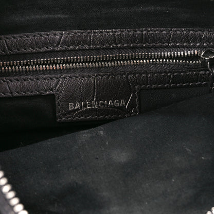 Balenciaga Metallic Calfskin Crocodile Embossed Crystal Small Le Cagole Shoulder Bag Gunmetal 6 of 14