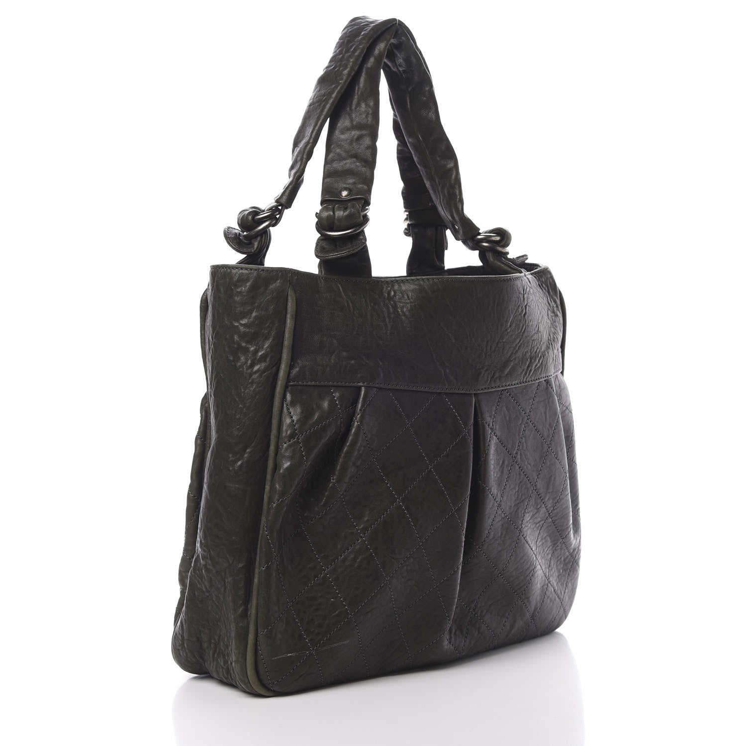 Chanel Distressed Lambskin Le Marais Tote Green 3 of 10