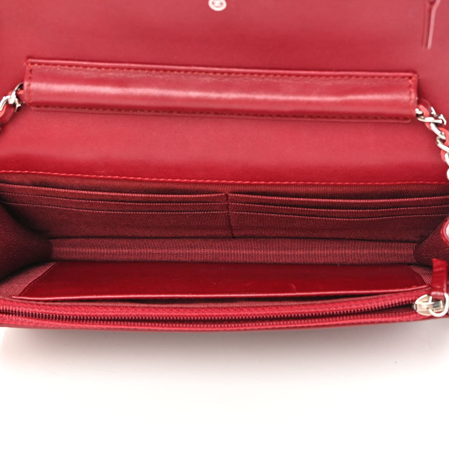 Patent Quilted Wallet On Chain WOC Red
