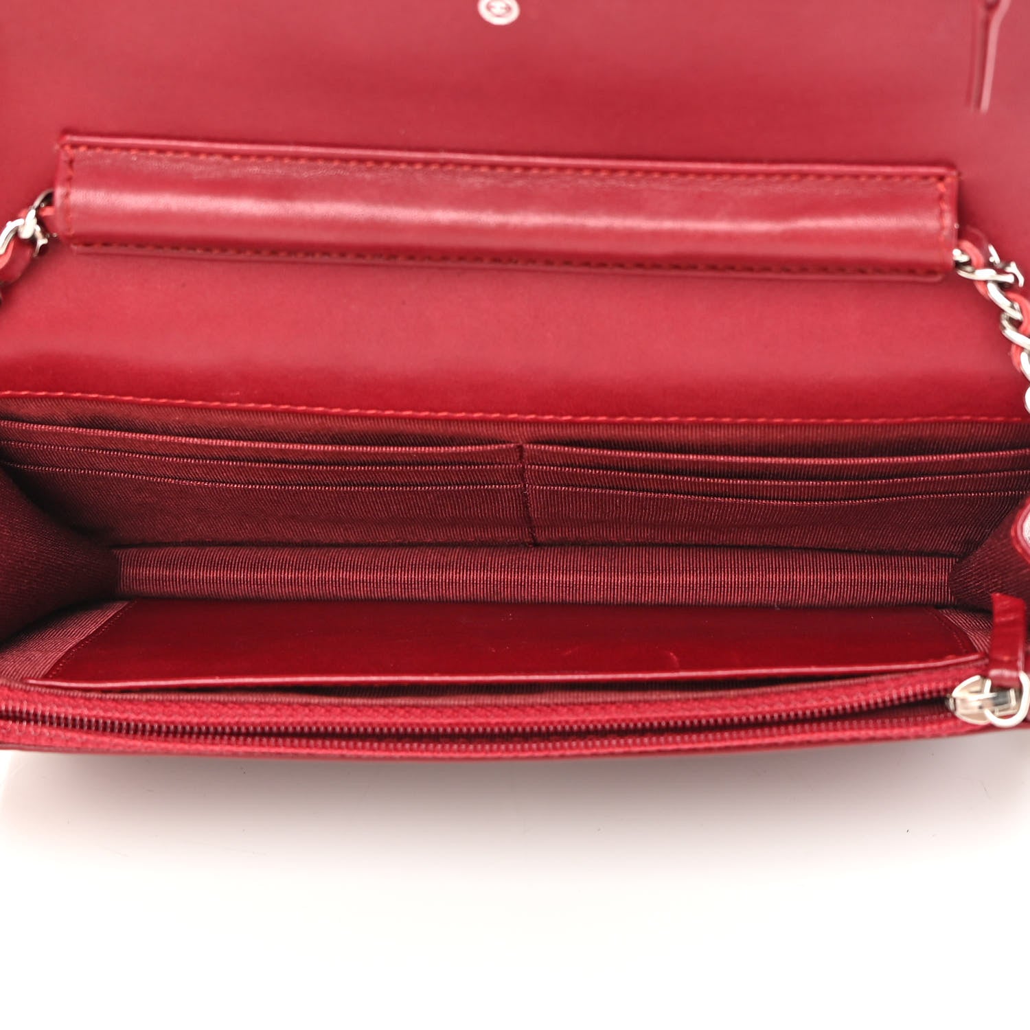 Chanel Patent Quilted Wallet On Chain WOC Red 5 of 21
