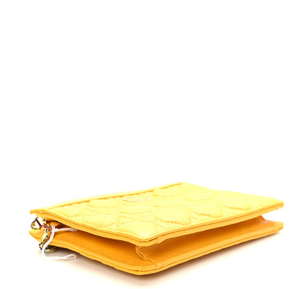 Christian Dior Calfskin Cannage Caro Zipped Pouch With Chain Sunny Yellow 4 of 11