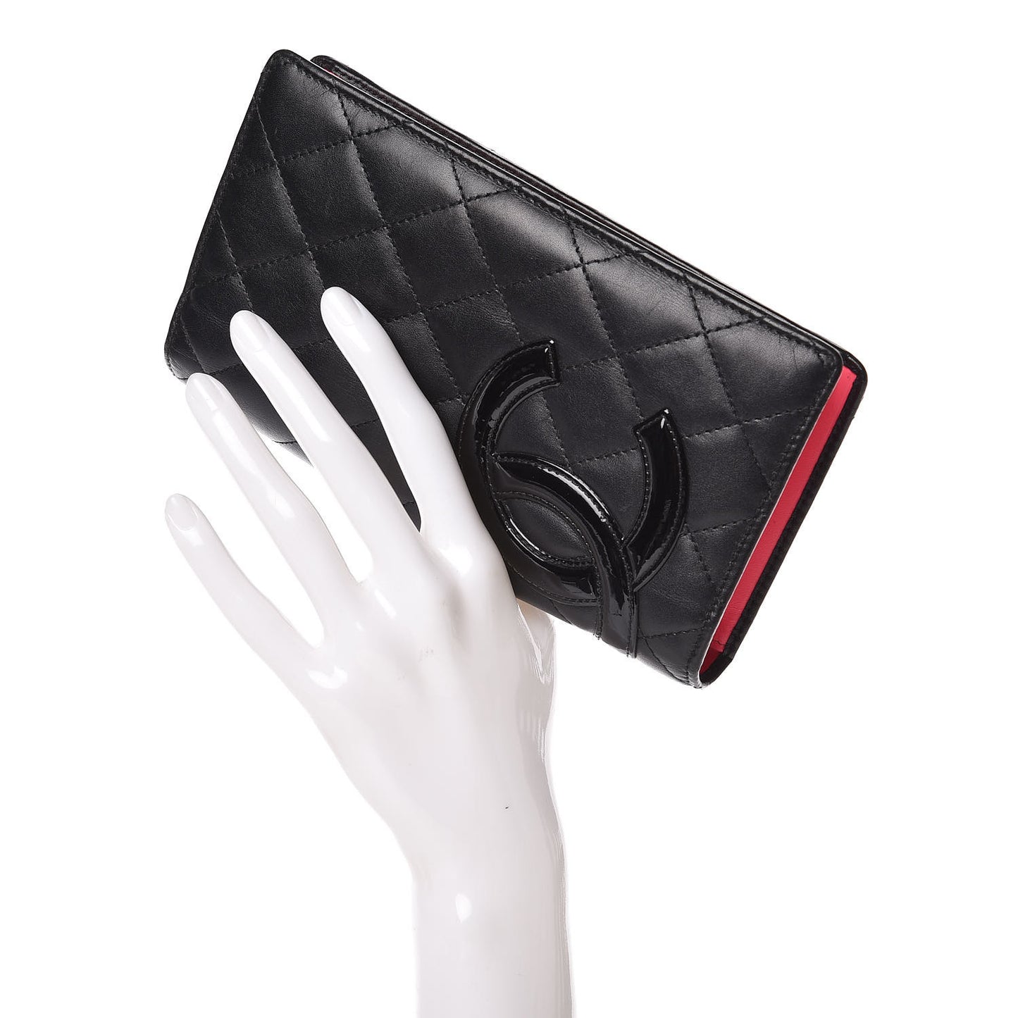 Calfskin Quilted Cambon Yen Wallet Black